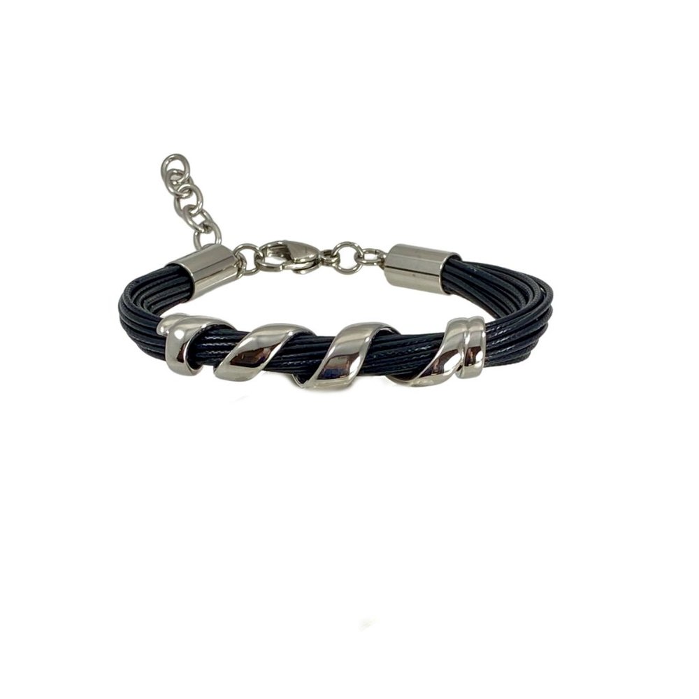 Stainless Steel Twist on Black Band - Picture 3 of 4